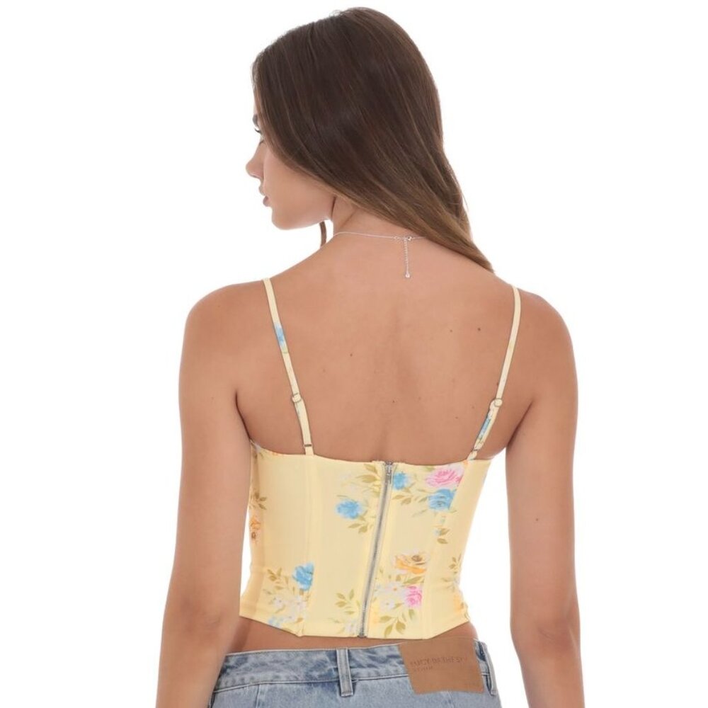 LUCY IN THE SKY YELLOW FLORAL CORSET TOP - Picture 2 of 3